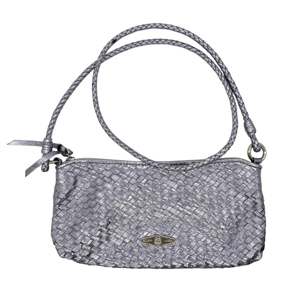 Elliott Lucca Woven Metallic Silver Shoulder Bag - Picture 1 of 11